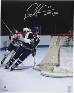 Darryl Sittler Toronto Maple Leafs Autographed 16" x 20" Blue Jersey Skating Photograph with "HHOF 1989" Inscription - Fanatics Authentic Certified