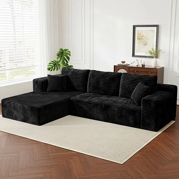 【2 PACKAGES SHIPPING】NordFun 108" L-Shaped Modular Sectional Sofa, Modern Soft Corduroy Boneless Couch with Deep Seat, Comfort Cloud Couches for Living Room Bedroom Apartment
