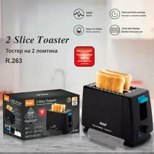 RAF 2-Slice Toaster R.263 - Fast Heating 650W Bread Maker with Adjustable Browning Levels & Non-Slip Base for Compact Kitchen Use