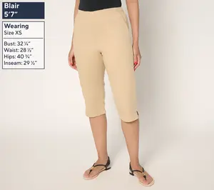 Denim & Co. Petite Color Flat Front Side Pocket Skimmer