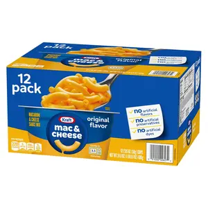 Kraft Original Macaroni & Cheese Easy Microwavable Dinner 2.05 oz Cups 12 Pack – Quick Ready-to-Eat Creamy Pasta Cups