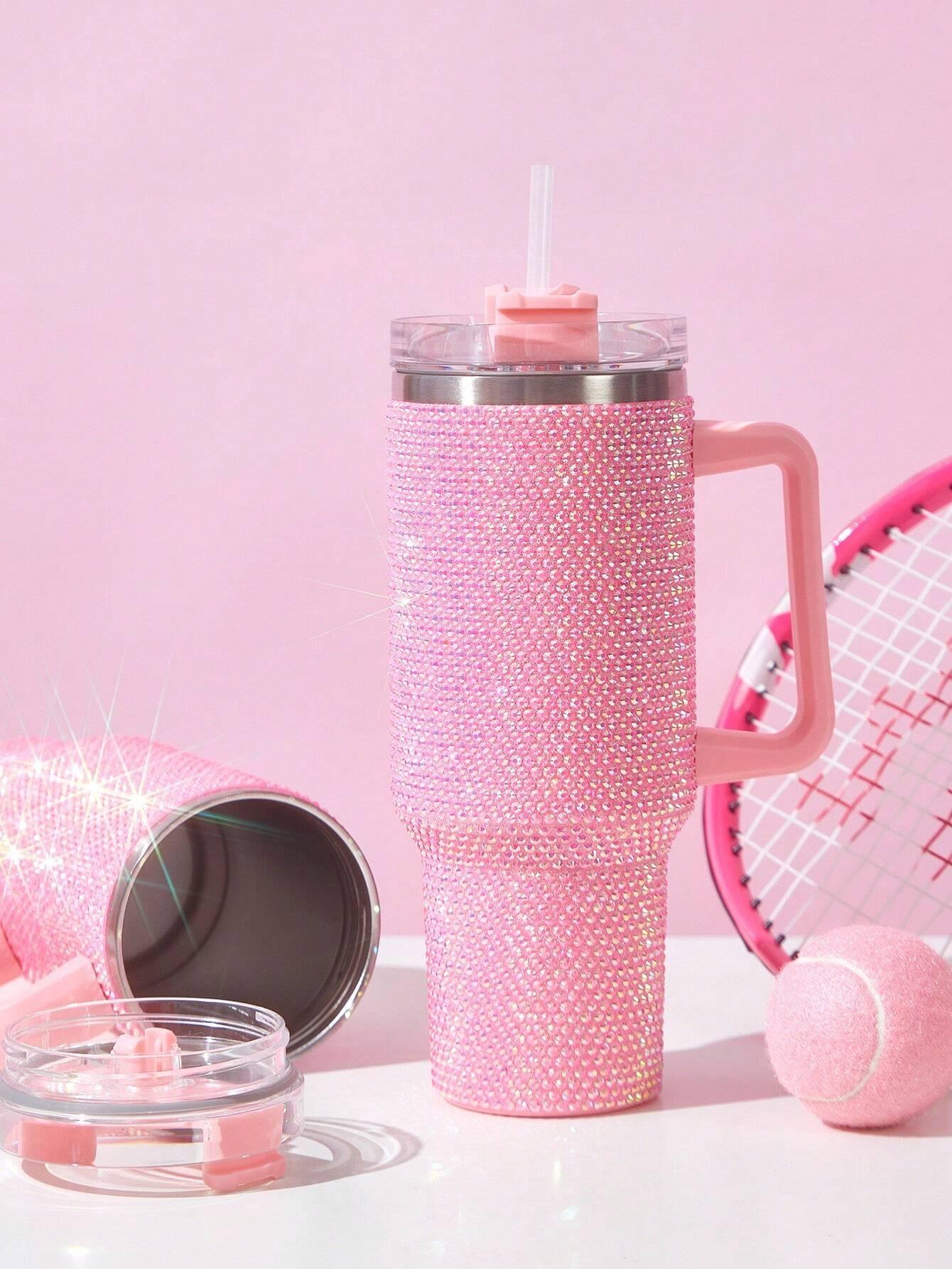 40oz Bling Rhinestones Tumbler with Handle - Sparkly Stainless Steel Water Bottle for IceCoffee, Must-Have CarAccessories & GymEssentials, Diamond Studded Cup for Women, Cute Birthday Gifts
