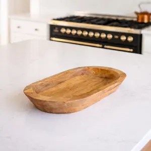 The Hosting Tray 22x12  Bamboo Durable Kitchenware Sundaebowl Tableware Modern Mango Wood Design Food Safe BowlCare Salad Plate