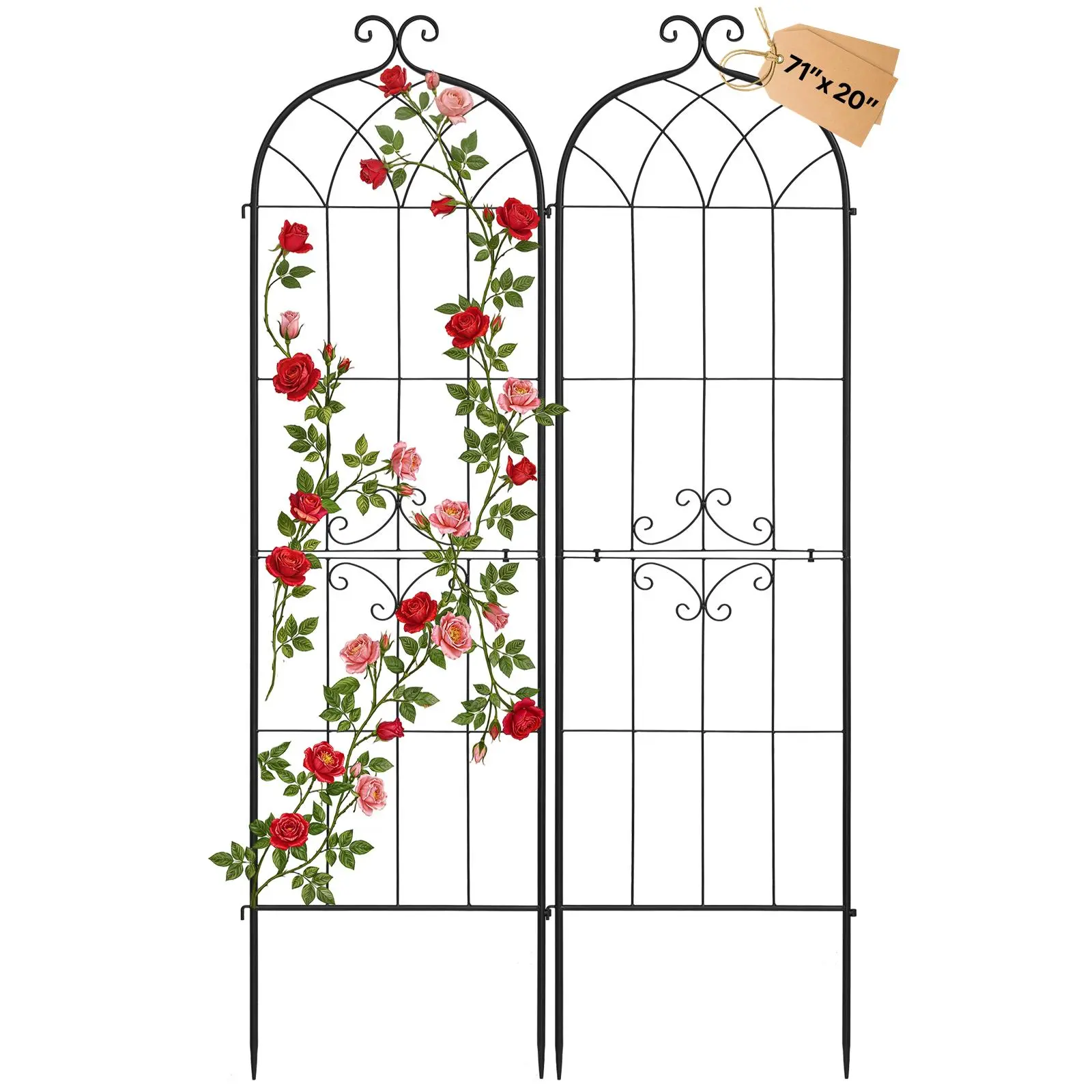 【SummerFinds】VEVOR Garden Trellis, 71 x 20 inch Rose Trellis, 2 Packs Garden Flower Rose Trellises with Powder-Coated Finish & Convenient Locking Design, Plant Support Trellises for Flowers, Vegetables, Roses
