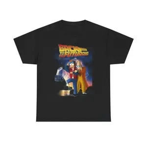 Futurama x Back to the Future Crossover Movie T-Shirt, BlackNavy - HQ Print, Available in Sizes S to 5XL, Unisex