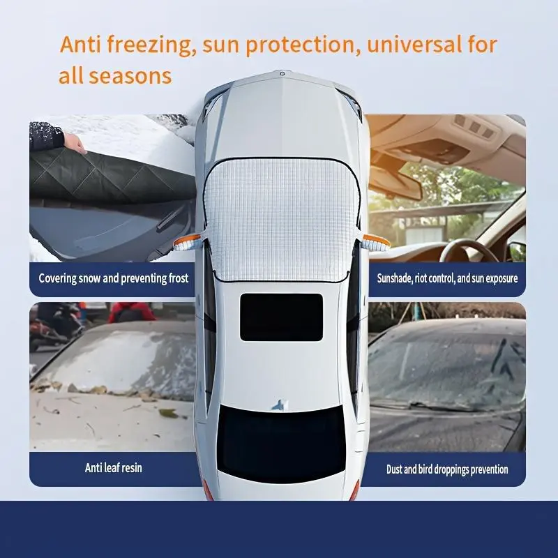Product Introduction of TikTokShopBlackFriday Car Windshield Snow Cover Sun Shade Winter Dust Rain Ice Frost Guard Protector Durable Design for Year Round Weather Protection & Summer Sunshade 4