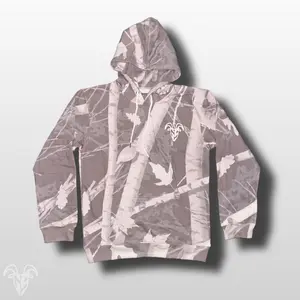 Goat Strength Midnight Camo Hoodie - Black Camouflage with White Washed overlay for Men & Women Sweaters, Realistic Camouflage Cotton Fleece Pullover