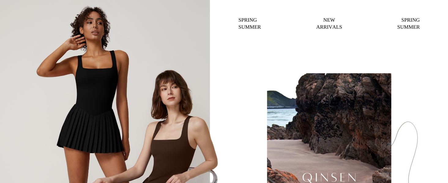 QINSEN Womens Square Neck Tennis Dress Pleated Sleeveless Built in Shorts Golf Athletic Dress with Pockets