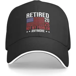 1pc Retired 2025 Trucker Hat - "Not My Problem Anymore" Funny Retirement Cap with American Flag Design Black Polyester Baseball Hat for Men and Women Perfect Retirement Gift Funny Trucker Hat
