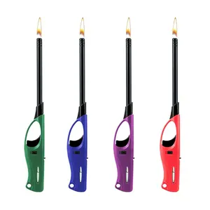 Candle gas igniter with extended long pole, portable refillable design, suitable for kitchen fireplaces, igniters, barbecue grills, and stoves, 4-piece set