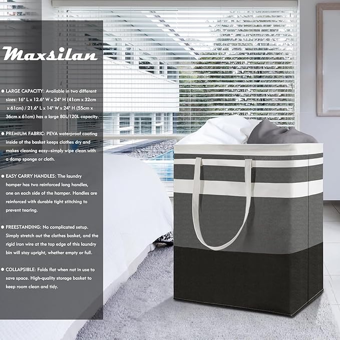 Laundry Basket Clothes Hamper Collapsible Laundry Basket with Handle Large Cotton Freestanding Clothes Hamper Storage Basket for Bedroom Laundry Hamper Dorm(100L)