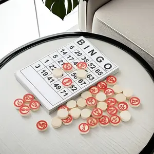 Bingo Game Set Includes 40 Cards and 75 Wooden Pieces, Perfect for Family Gatherings and Holiday Parties, Ideal Festival Gift