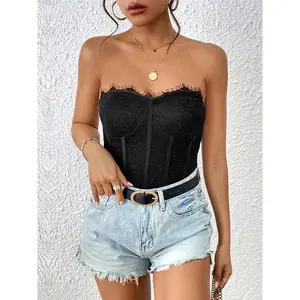 Black Herringbone Wrap Bodysuit