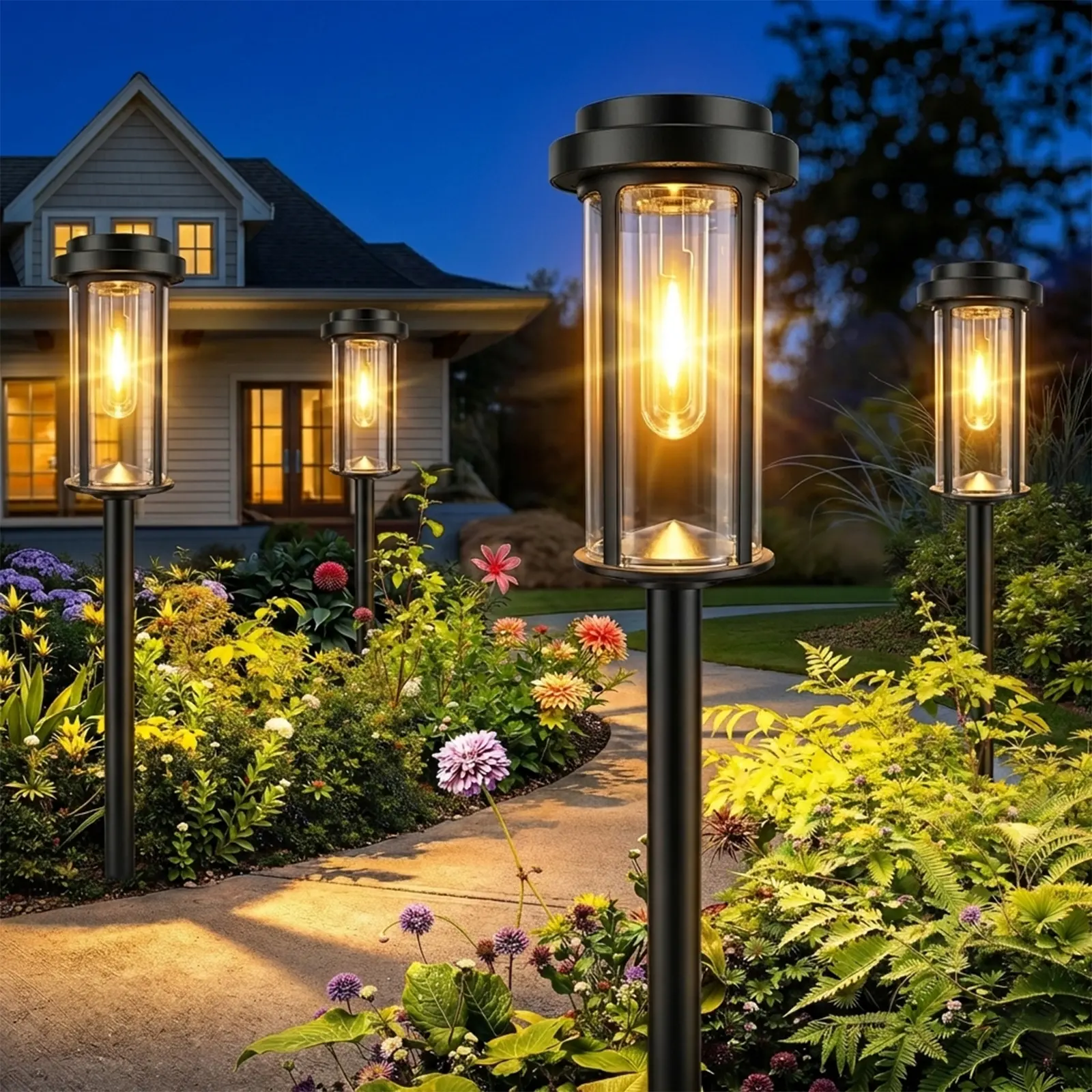 DERAYSION Solar Lights Outdoor, 8 Pack Upgraded Solar Pathway Lights, LED Solar Garden Lights, Waterproof Outdoor Solar Lights for Path, Driveway, Walkway Yard Decor - Warm White