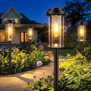 DERAYSION Solar Lights Outdoor, 8 Pack Upgraded Solar Pathway Lights, LED Solar Garden Lights, Waterproof Outdoor Solar Lights for Path, Driveway, Walkway Yard Decor - Warm White