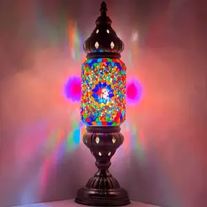Floral Turkish Lamp in Blue & Purple - Unique Cylindrical Design