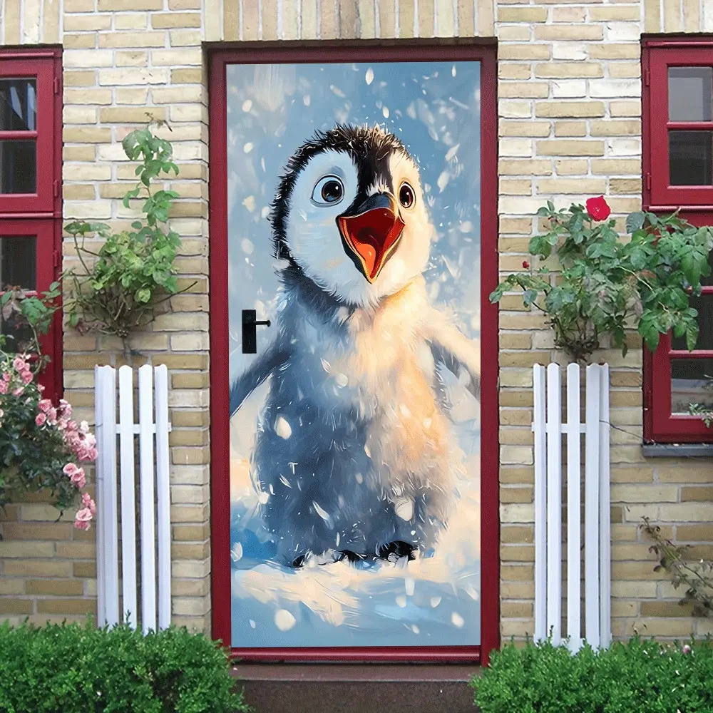 2pcs Cute Penguin Wall Stickers for Kids Room Decor Cartoon Animal Decals Baby BedroomWall Art Kindergarten Classroom Decor Self Adhesive Removable Eco Friendly Material Waterproof Sunproof Creative Home