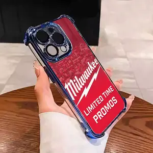 Milwaukee Electroplated Hardcore Phone Case for iPhone 16/15/14/13/12/11 Pro Max Plus Soft TPU Shockproof Anti-Fall Luxury Cover with Screen Protector