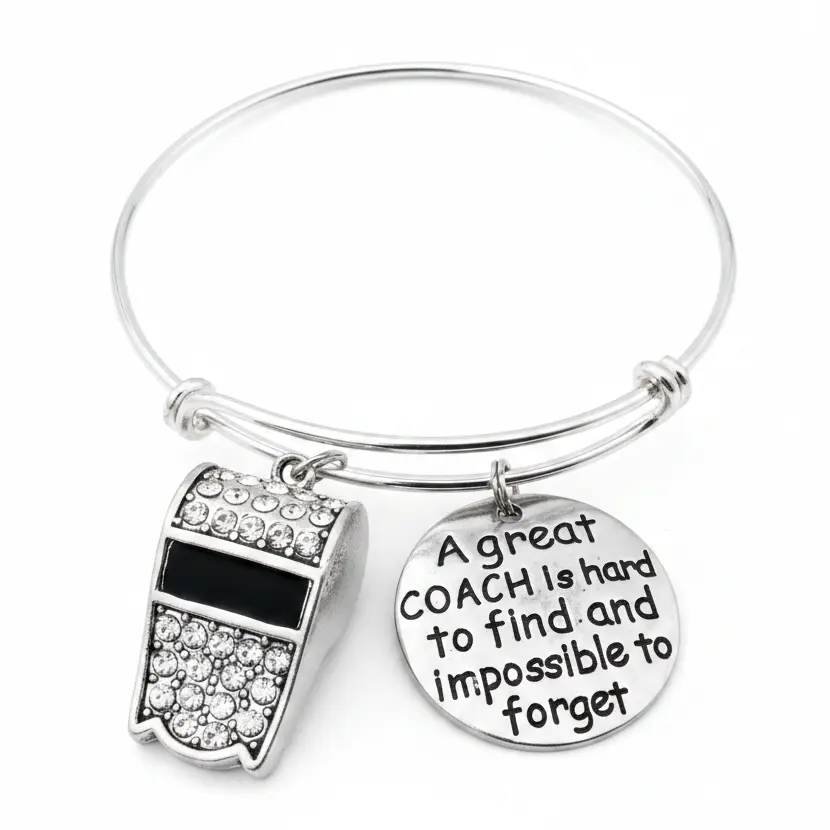 Coach Appreciation Bracelet — Crystal Whistle & Engraved Charm Gift