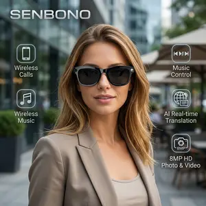 Senbono 8mp Anti-Shake Smart Glasses, HD Recording & Photography, Wireless Audio, Wireless Call, Multifunctional Ai Translation Eyewear