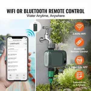 1x WiFi Sprinkler Timer for Busy Homeowners - Outdoor 2.4GHz WiFi & Bluetooth-Controlled Smart Hose Faucet Timer with Brass Inlet, IPX6 Rating, Remote Scheduling, Manual Mode