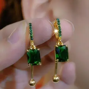 Square Zircon Hoop Earrings for Women 2025 New Design, Elegant Chic Jewelry, Minimalist Statement Earrings
