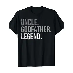 Men's family role celebration, honoring a male figure as an uncle, godfather, and legendary figure Graphic T-Shirt - 100% Cotton Black Short Sleeve Crew Neck Regular Fit Casual Wear |   Soft & Breathable Fabric, Durable Print, Everyday Comfort, Machine
