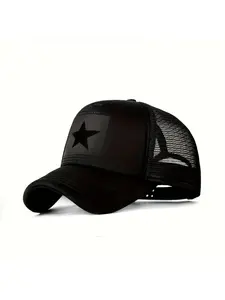 Five-pointed Star Printed Mesh Baseball Cap, Adjustable Breathable Unisex Hat, Fashion Casual Outdoor Golf Cap for Spring Autumn, Ideal for Shopping Fishing Travel