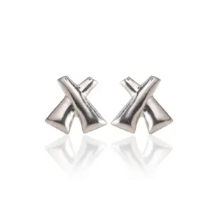 Silver X Stud Earrings