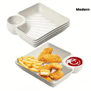 White Plastic Serving Tray Compatible for Sushi, Appetizers & Party Platters - Heavy-Duty Rectangular Snack Plate with, Nigiri & Sections - Durable - for, Restaurants, Catering (- Use) Salad Serving Plates