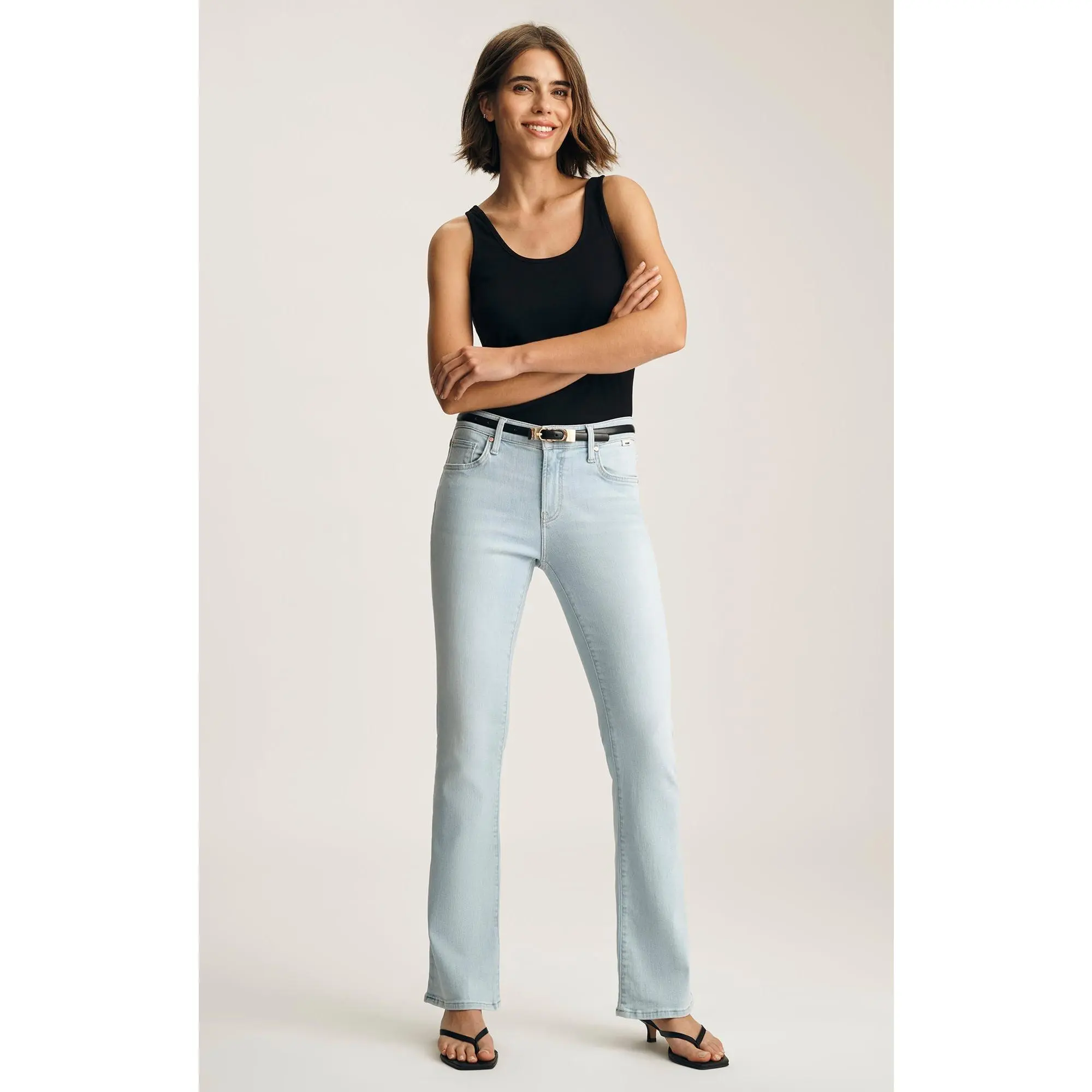 Women's Bootcut Jeans, Mid Rise Sculpting Fit in a Vintage Bleach Wash Stretch Cotton Denim, Bootcut Fit, Sculpting Jeans, Cotton Blend, Casual, Pants, Fitted