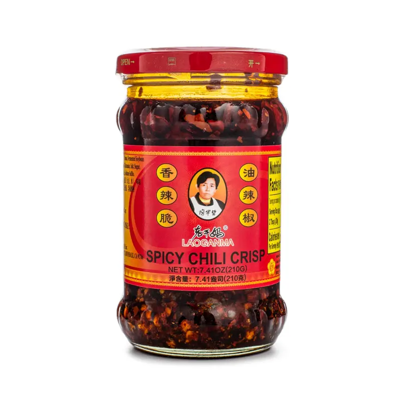 Laoganma Spicy Chili Crisp, Chili Oil Sauce 7.41 oz (210g) per Jar, Classic Chinese Food Toppings