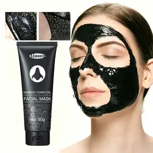 Bamboo Charcoal Facial Mask 60g -Blackhead Clean Pore Cleansing Purifying Exfoliating Super Moisture Peel Skincare for Radiance Hydration - Gentle