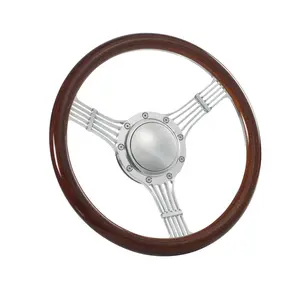Flashpower 14'' Billet Banjo Half Wrap 9 Bolts Steering Wheel with 2'' Dish and Horn Button