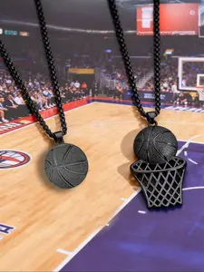 Men's Basketball Necklace Set, 3D Basketball Pendant, Hip Hop Sports Jewelry, Perfect Gift for Basketball Players and Fans