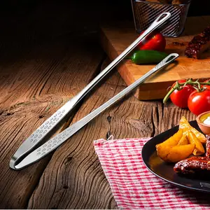 Stainless Steel Cooking Tongs – Long BBQ Food Tongs with Non-Slip Grip, Heat-Resistant for Grilling, Frying & Kitchen Use