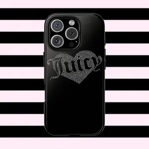 juicy couture rhinestone heart phone case - black glam edition