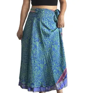 One Size Boho Style Multicolor Silk Wrap Skirt with Unique Patterned Reversible Design Soft Maxi Fitted Bottom Piece for All Seasons Bohemian Womenswear Elegant Everyday
