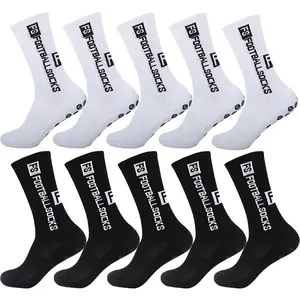 5 Pairs Menswear Plain Athletic Socks - Anti-Slip Grip, Shock-Absorption, Elasticity - Activewear Sportswear for Men - Ideal for Football, Cycling
