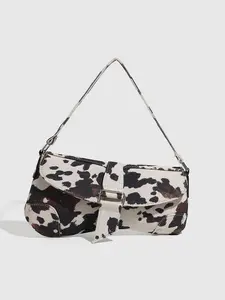 Women's Punk Style Cow Print Saddle Bag, Fashionable Irregular Handbag, Y2K Shoulder Bag for Daily Used, Casual Trendy Versatile High-quality Daily Commuting Bag, Casual Crossbody Bag