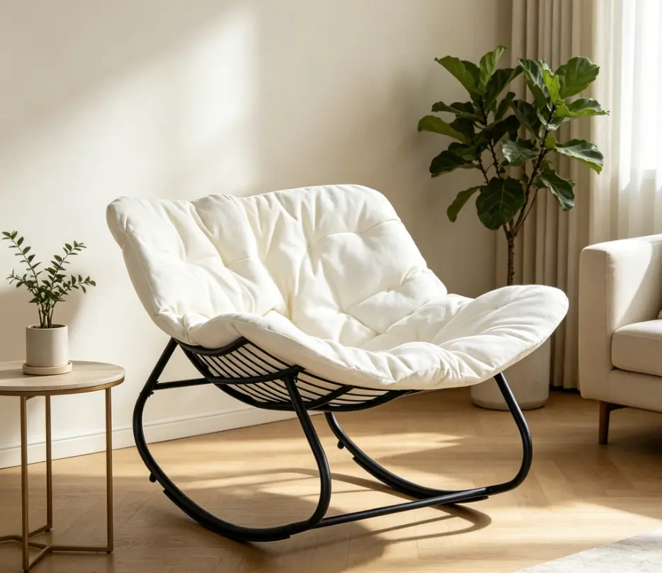 Modern Oversized Deep-Seat Rocking Chair with Plush Cushion - Comfy Reading Chair, Lazy Sofa for Living Rooms, Bedrooms & Cozy Corner