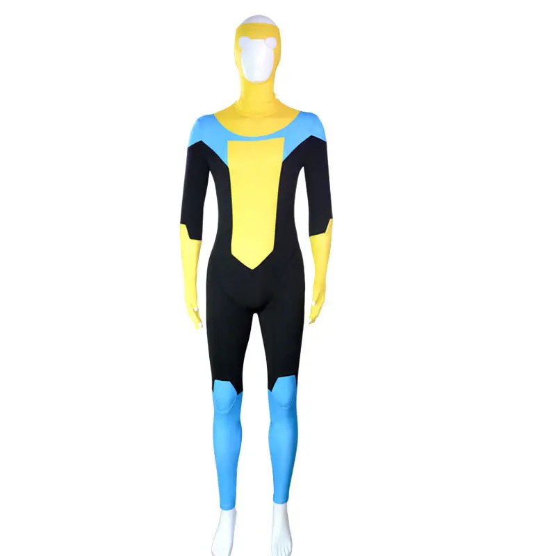Mark Grayson Yellow Blue Black Jumpsuit Cosplay Costume Set with Headgear for Comic Con Convention