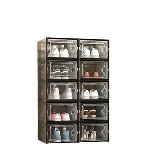 12-Piece Transparent Shoe Storage Box, Stackable Boot Organizer, Entryway Shoe Rack, Display Cabinet for High Heels