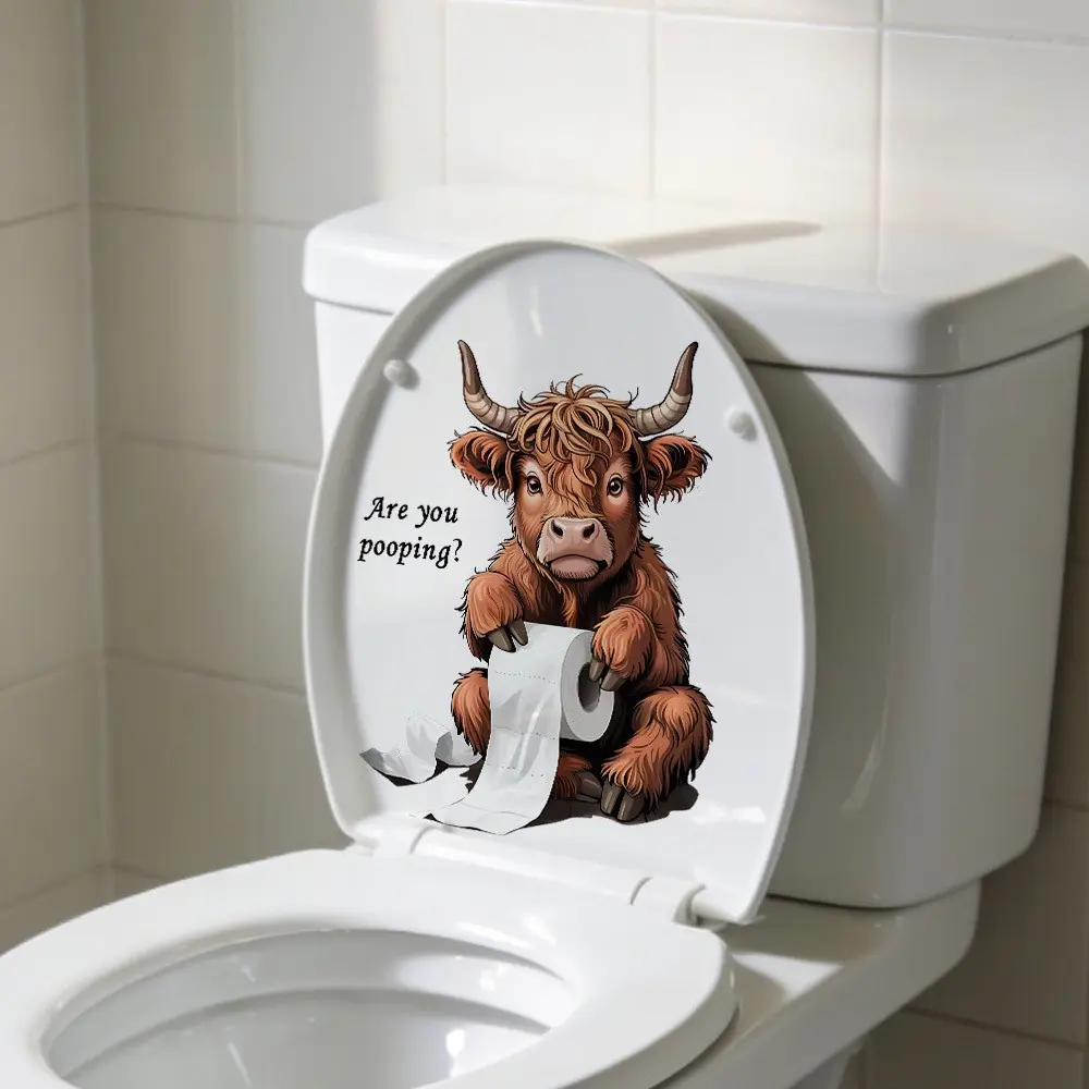 Funny Animal Bathroom Sticker, 'are You Pooping' Design, Toilet Lid & Wall Decal, Novelty Gift for Family Parties, Fun Animal Role Characters