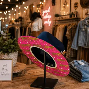 Custom Hat Pink Leopard Luxe Pearl Statement Rancher Handmade