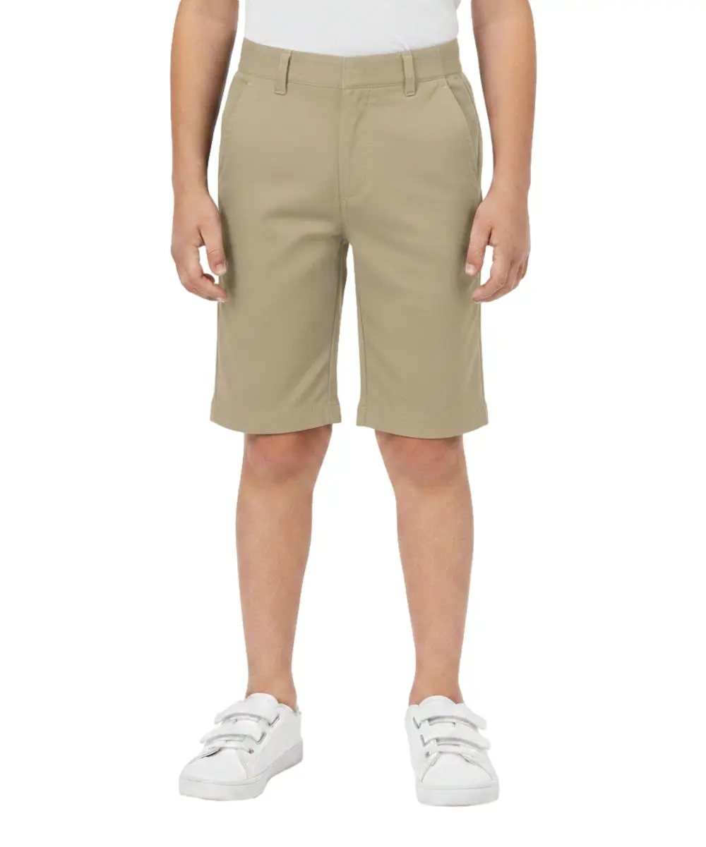 Boy Uniform Khaki Zip Up Shorts With Adjustable Waist 5-16 SBU31