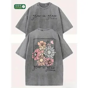 230G washed T-shirt, with fashionable pattern design on the front and back, made of high-quality batik cotton, machine washable, unisex style, moderately thick and suitable for summer wear, ideal for outdoor leisure and holiday gifts.