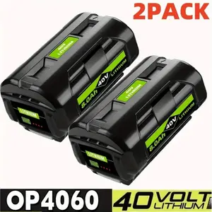 2 Packs 8.0Ah Lithium Replacement for Ryobi 40V Battery OP4026 OP40201 OP40261 OP4040 OP4050 OP40601
