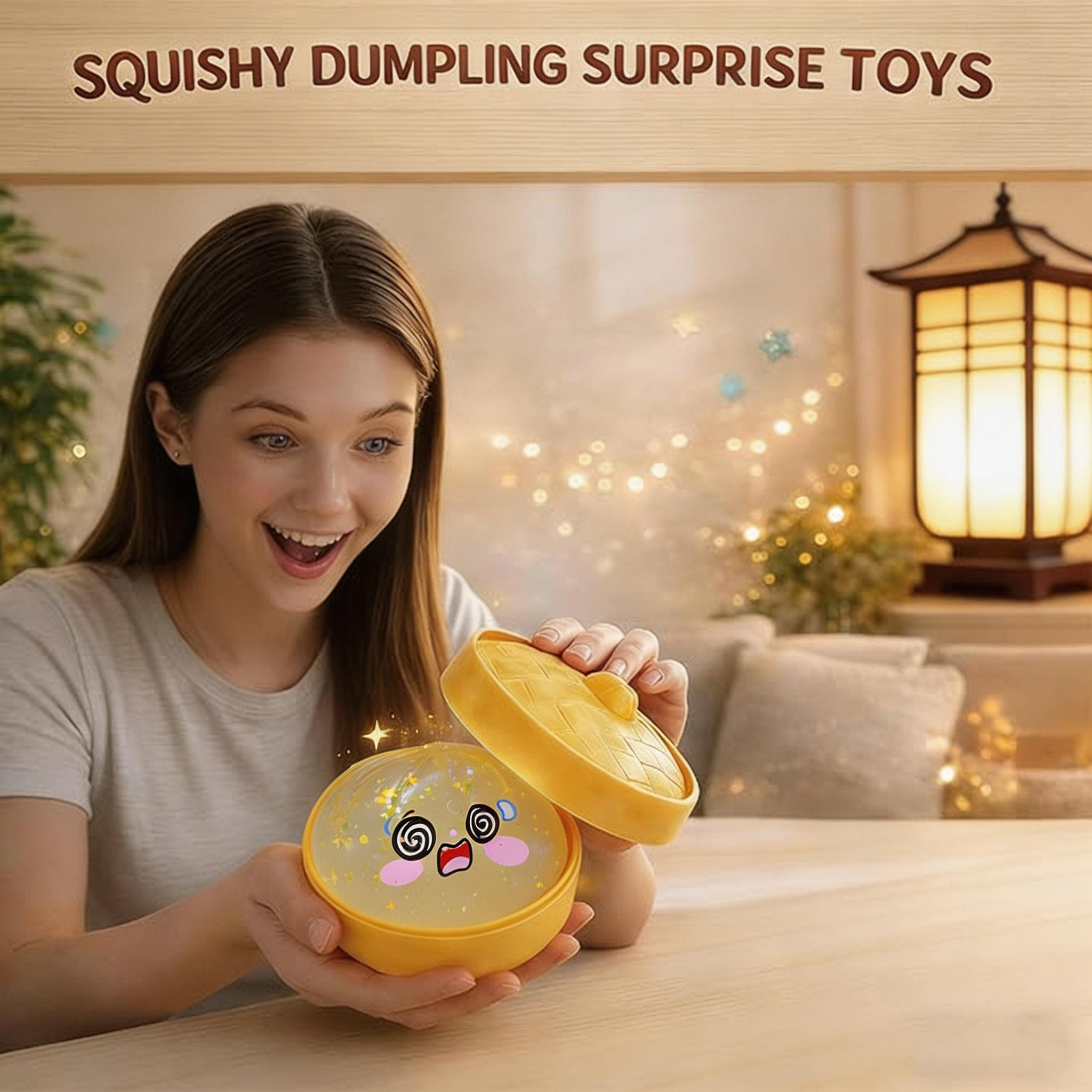 Pale Yellow Glitter Cute Steamed Bun Squishy Slow Rising Stress Relief Fidget Toy With Steamer Box