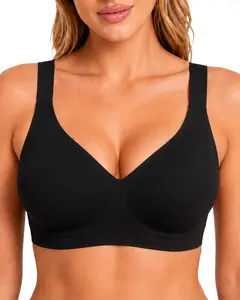 Ladies No Underwire Comfort Bra, Soft Jelly Padding Support, Sweat-Wicking Skin Friendly Fabric, Full Cup No Gap Shaping Underwear Zero Feel Seamless Wireless Jelly Support Bra sheer bralette
